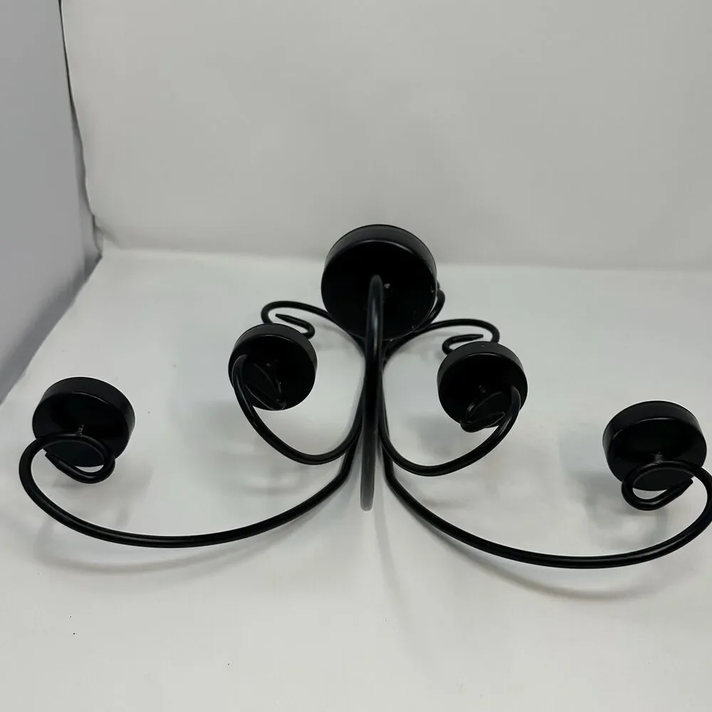 Elegant Black Metal 5 Candle Wall Sconce for Votives, Tealights, or Flameless